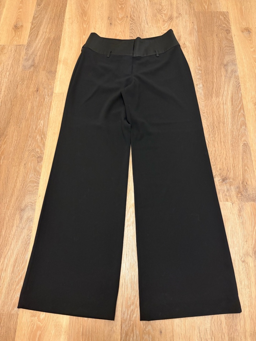 Gunex Brunello Cucinelli Wide Leg Wool Trousers Sz 8 Black Hemmed Dress Office